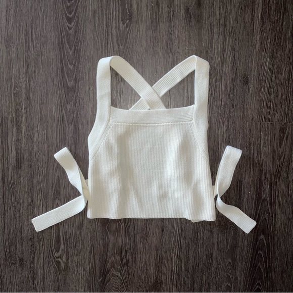 Aritzia Tops - Wilfred | CAYENNE Knit Tie Back Crop Top - Ecru White